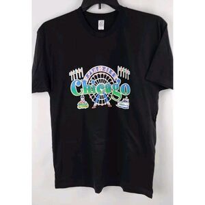 Chicago Spellout Puff Print T Shirt Colorful Tourist Size Large